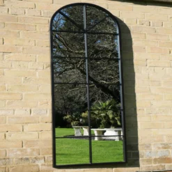 Large Black Window Garden Mirror