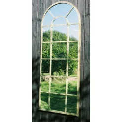 Large Green And Cream Rustic Multi Panel Design Garden Mirror