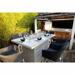 Light Grey Curved Back Outdoor Bar Stool