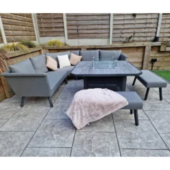 Luna Grey L Shaped Sofa 2 With Ottomans And Gas Fire Pit Table -Garden Furniture Shop luna grey l shaped sofa 2 with ottomans and gas fire pit table p83637 173091 zoom
