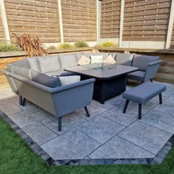 LUNA Grey U Shaped Sofa With Gas Fire Pit & Ottoman -Garden Furniture Shop luna grey u shaped sofa with gas fire pit ottoman p83636 173077 zoom
