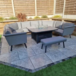 LUNA Grey U Shaped Sofa With Gas Fire Pit & Ottoman -Garden Furniture Shop luna grey u shaped sofa with gas fire pit ottoman p83636 173080 zoom