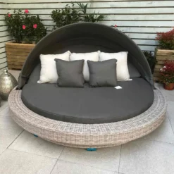 Madison Grey Rattan Large Round Day Bed