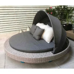 Madison Grey Rattan Large Round Day Bed -Garden Furniture Shop madison grey rattan large round day bed p78490 134604 zoom