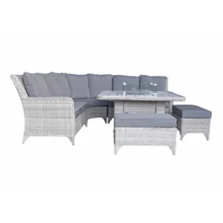 Meghan Cream Grey Rattan Corner Sofa Dining Set With Firepit Table -Garden Furniture Shop meghan cream grey rattan corner sofa dining set with firepit table p78493 134659 zoom