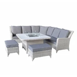 Meghan Cream Grey Rattan Corner Sofa Dining Set With Firepit Table -Garden Furniture Shop meghan cream grey rattan corner sofa dining set with firepit table p78493 134660 zoom