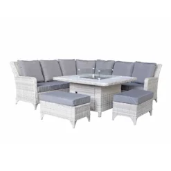 Meghan Cream Grey Rattan Corner Sofa Dining Set With Firepit Table -Garden Furniture Shop meghan cream grey rattan corner sofa dining set with firepit table p78493 134662 zoom