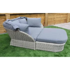 Meghan Cream Grey Rattan Day Bed With Grey Canopy Hood -Garden Furniture Shop meghan cream grey rattan day bed with grey canopy hood p78494 134952 zoom