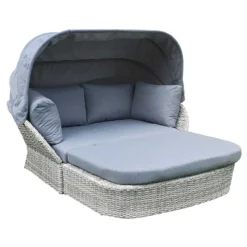 Meghan Cream Grey Rattan Day Bed With Grey Canopy Hood -Garden Furniture Shop meghan cream grey rattan day bed with grey canopy hood p78494 134954 zoom