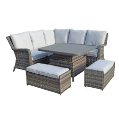 Mia Multi Grey Rattan Corner Sofa Dining Set With Lift Table -Garden Furniture Shop mia multi grey rattan corner sofa dining set with lift table p78497 134710 zoom