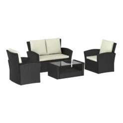 Mylor Black 4 Seater Rattan Set