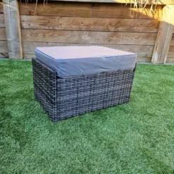 Ottoman Bench In 8mm Grey Flat Weave