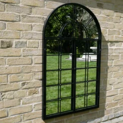 Outdoor Black Arch Garden Mirror