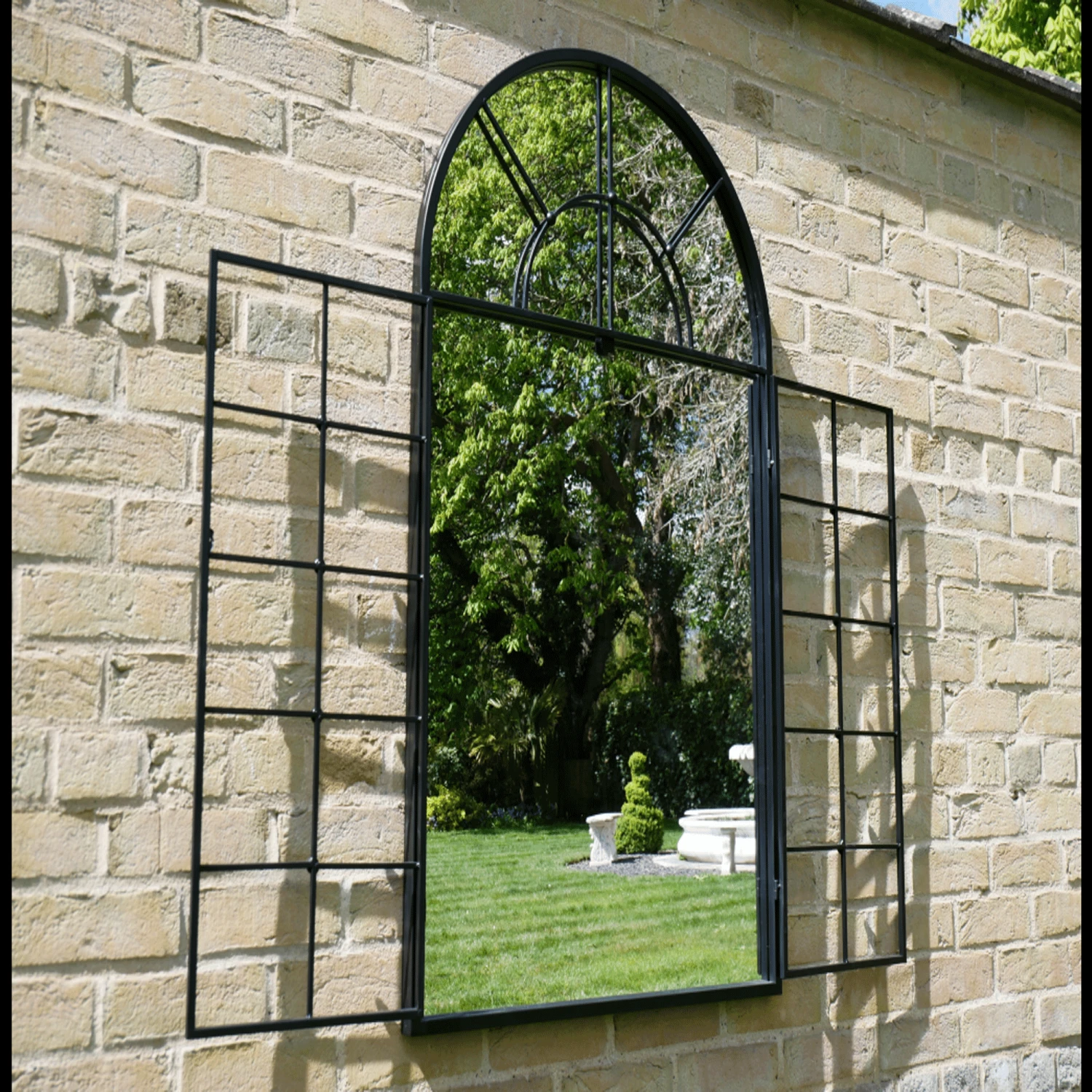 Outdoor Black Arch Garden Mirror 2 Outdoor Black Arch Garden Mirror - Image 2