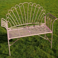 Pink Metal Outdoor Garden Bench