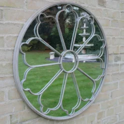 Round Antique Style Rustic Garden Mirror