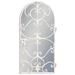 Rustic Chantilly Garden Gate Wall Mirror In White