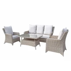 Sarah Grey Rattan 5 Seater Sofa Set With High Coffee Table -Garden Furniture Shop sarah grey rattan 5 seater sofa set with high coffee table p78511 135020 zoom