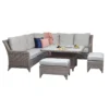 Sarah Grey Rattan Corner Sofa Dining Set With Ice Bucket Lift Table