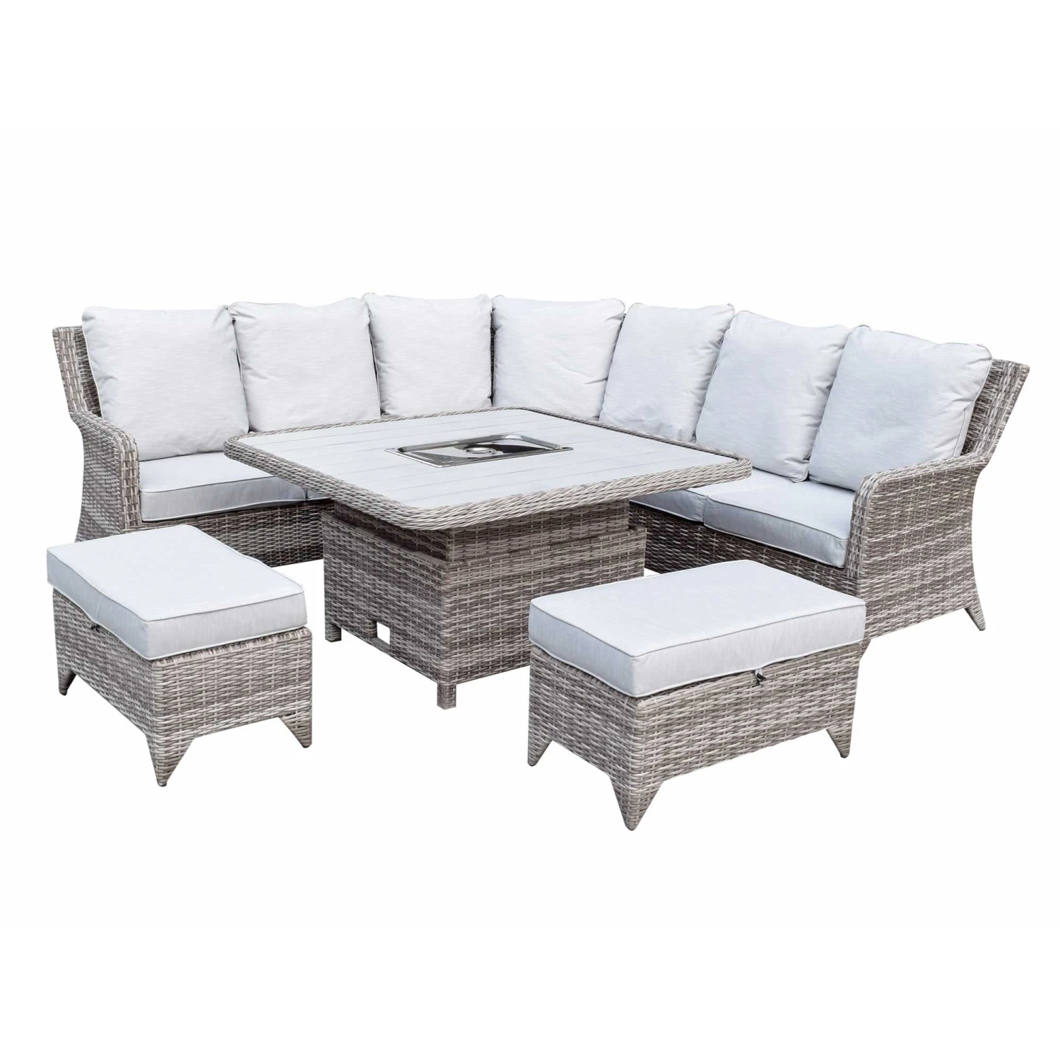 Sarah Grey Rattan Corner Sofa Dining Set With Ice Bucket Lift Table 2 Sarah Grey Rattan Corner Sofa Dining Set With Ice Bucket Lift Table - Image 2