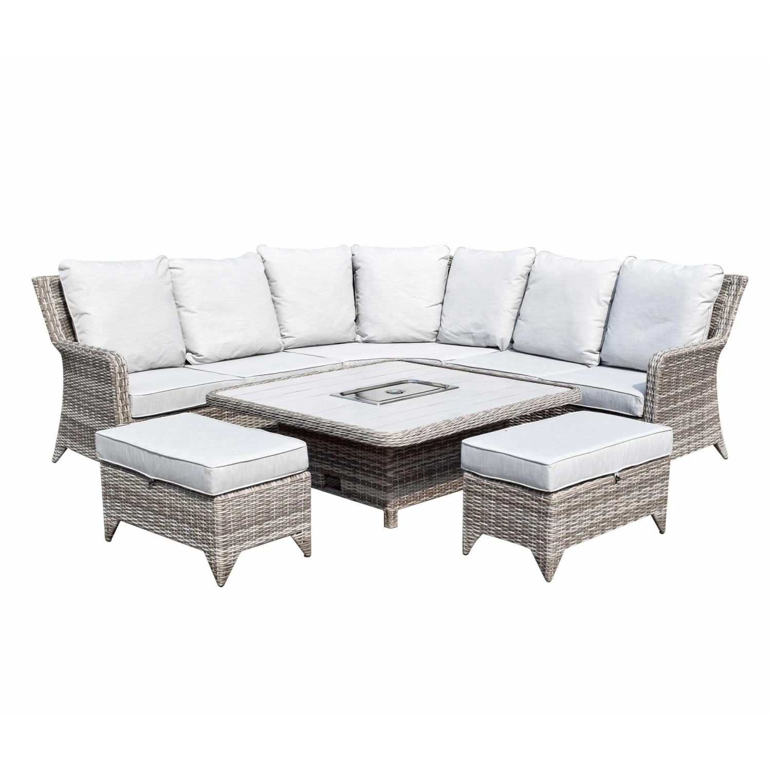Sarah Grey Rattan Corner Sofa Dining Set With Ice Bucket Lift Table 3 Sarah Grey Rattan Corner Sofa Dining Set With Ice Bucket Lift Table - Image 3