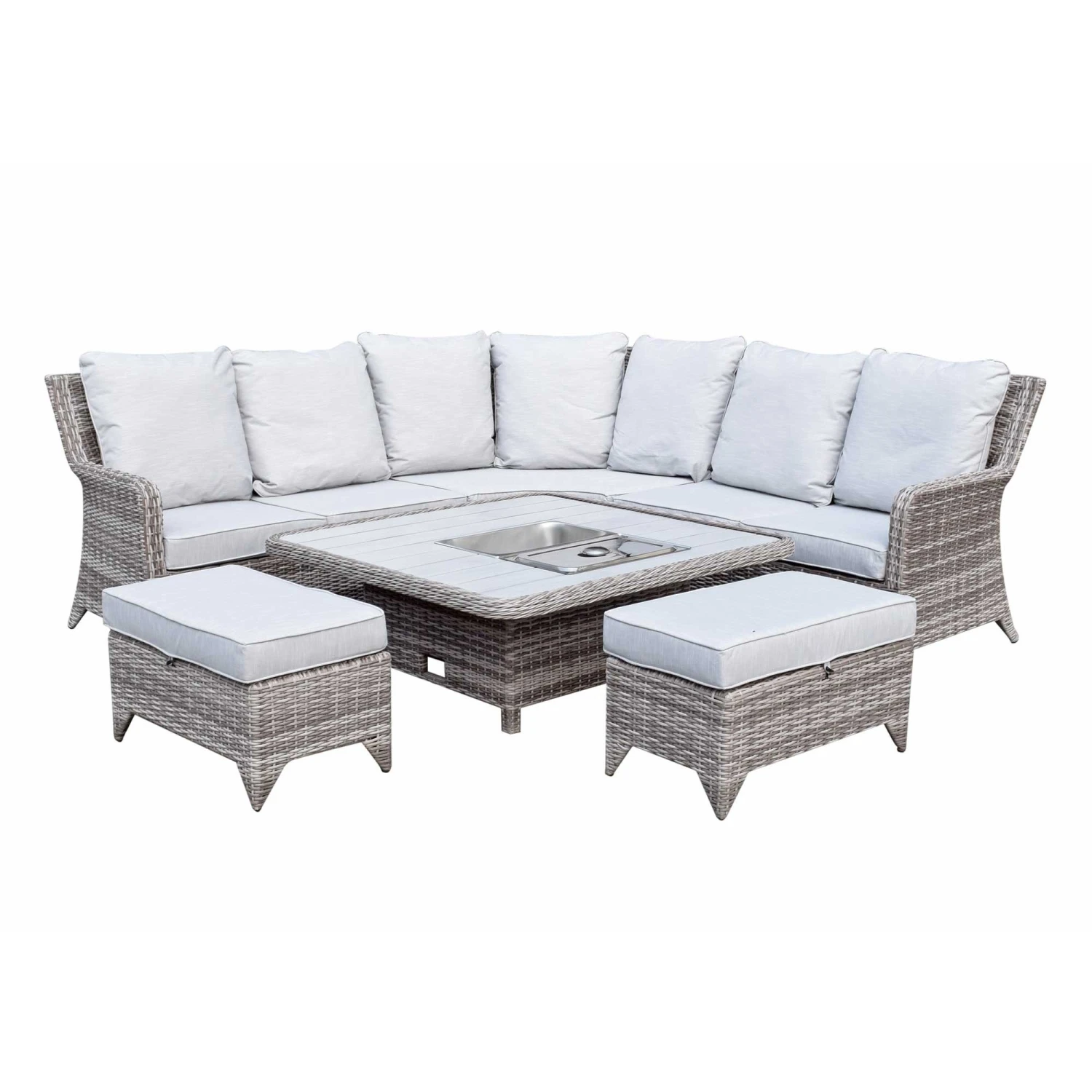 Sarah Grey Rattan Corner Sofa Dining Set With Ice Bucket Lift Table 4 Sarah Grey Rattan Corner Sofa Dining Set With Ice Bucket Lift Table - Image 4