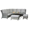 Sarah Grey Rattan Corner Sofa Dining Set With Ice Bucket Table