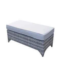 Sarah Grey Rattan Ottoman Bench