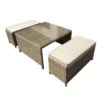 Sarah Natural Rattan Coffee Table With 2 Ottomans