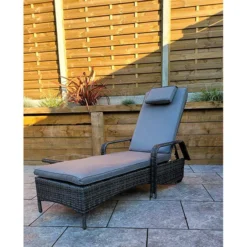 Savannah Grey Rattan Single Sunlounger With Drinks Table -Garden Furniture Shop savannah grey rattan single sunlounger with drinks table p78521 173031 zoom