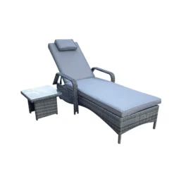 Savannah Grey Rattan Single Sunlounger With Drinks Table -Garden Furniture Shop savannah grey rattan single sunlounger with drinks table p78521 173035 zoom