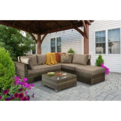 Savannah Natural Brown Rattan Corner Sofa