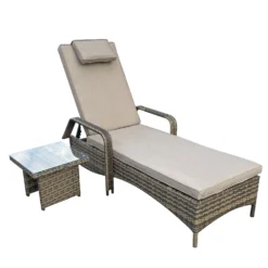 Savannah Natural Brown Rattan Single Sunlounger With Drinks Table -Garden Furniture Shop savannah natural brown rattan single sunlounger with drinks table p78522 173042 zoom