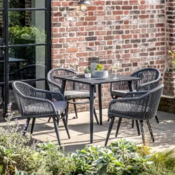 Scandi Style Charcoal 4 Seater Outdoor Dining Set