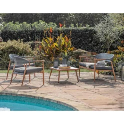 Scandi Style Wood Effect Outdoor Lounge Set