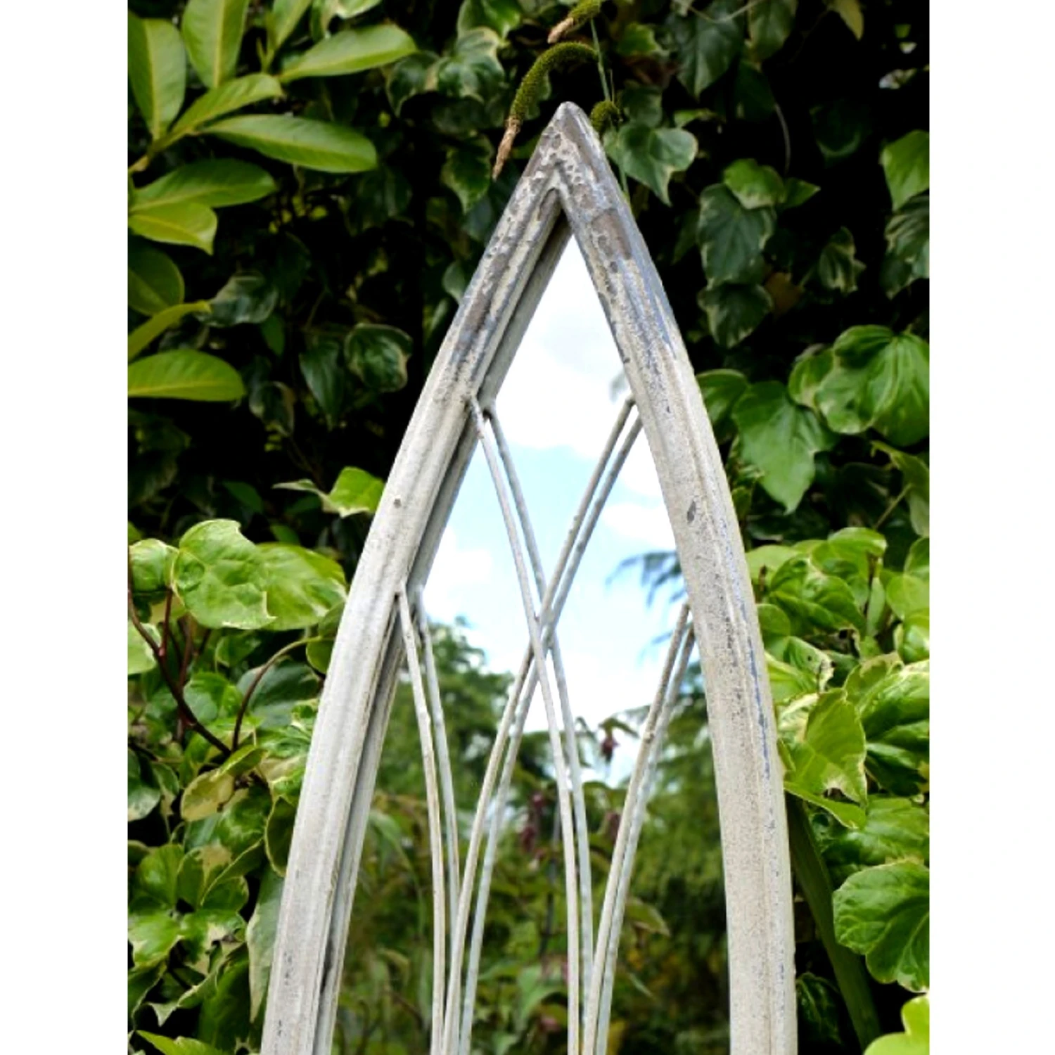 Small White Metal Arch Mirror 2 Small White Metal Arch Mirror - Image 2