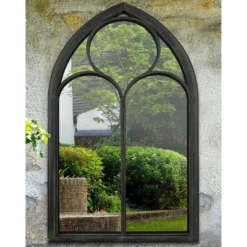Somerley Chapel Large Black Arch Garden Mirror