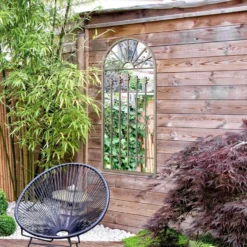 Somerley Large Gothic Arched Stone Coloured Garden Mirror