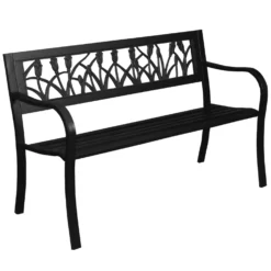 Steel Tulip Garden Bench In Black