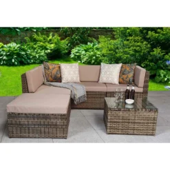 Stella Natural Brown Rattan Modular Corner Sofa
