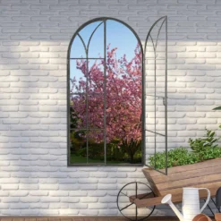 Summer View Metal Arched Opening Garden Mirror