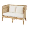 Toba Natural Rattan Bench With High Wrap Round Back