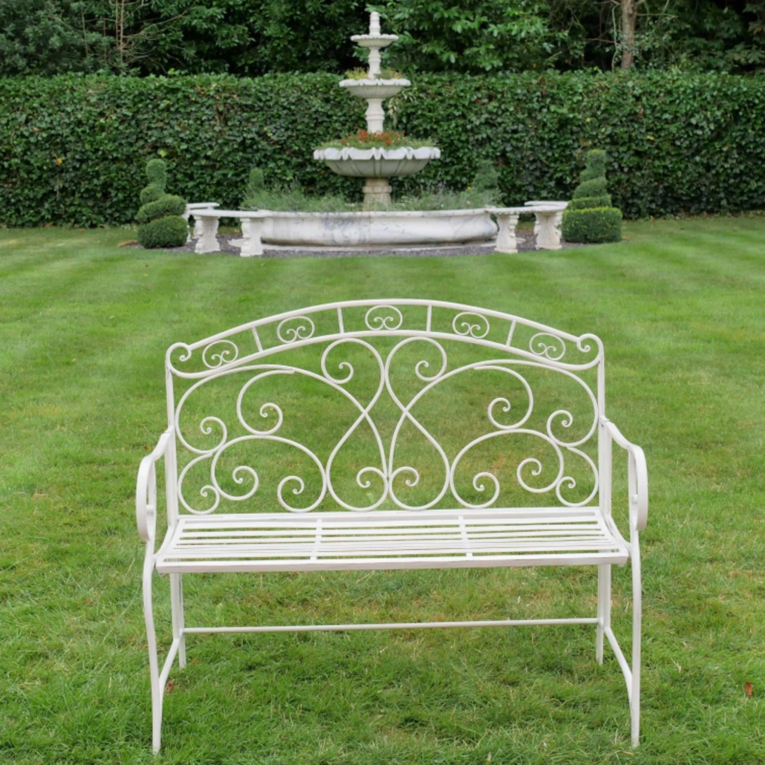 White Antique Style Double Seater Garden Bench 5 White Antique Style Double Seater Garden Bench - Image 5