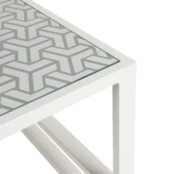 White Patterned Top Outdoor Side Table -Garden Furniture Shop white patterned top outdoor side table p76683 124578 zoom