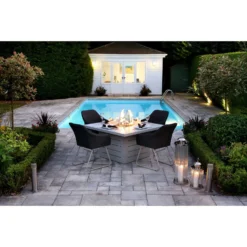 White Patterned Top Square Outdoor Dining Table With Firepit -Garden Furniture Shop white patterned top square outdoor dining table with firepit p76692 124821 zoom