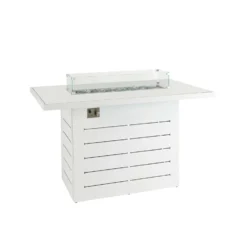 White Plain Top Outdoor Bar Table With Firepit
