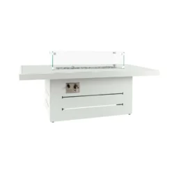 White Plain Top Outdoor Coffee Table With Firepit